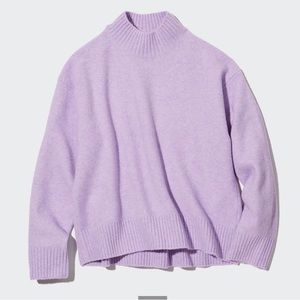 UNIQLO Souffle Yarn Mock Neck Long-Sleeve Sweater